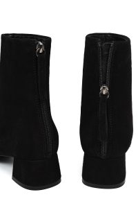 بوت زنانه جیر مشکی کوتاه زیپ‌دار پاشنه‌بلند ضخیم دری مد