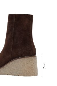 بوت زنانه قهوه‌ای جیر لژدار زیپ‌دار دری مد