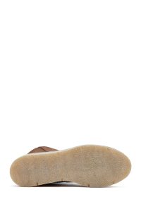 بوت زنانه قهوه‌ای جیر لژدار زیپ‌دار دری مد