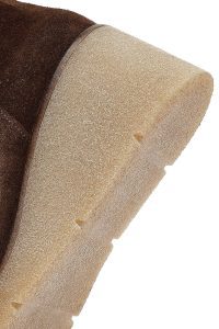 بوت زنانه قهوه‌ای جیر لژدار زیپ‌دار دری مد