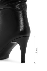 بوت زنانه مشکی چرمی پاشنه‌دار دری مد