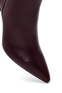 بوت زنانه چرم زرشکی پاشنه‌دار زیپ‌دار دری مد