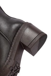 بوت زنانه چرم قهوه‌ای پاشنه‌بلند ضخیم زیپ‌دار دری مد