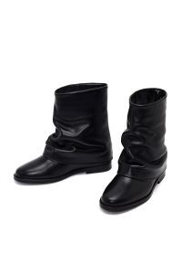 بوت زنانه چرم مشکی دری مد