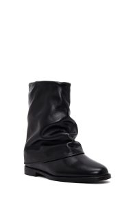 بوت زنانه چرم مشکی دری مد