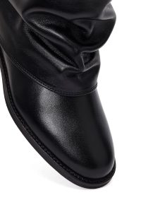 بوت زنانه چرم مشکی دری مد