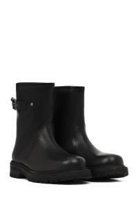 بوت زنانه چرم مشکی دری مد