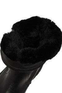 بوت زنانه چرم مشکی دری مد