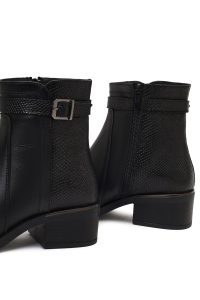 بوت زنانه چرم مشکی زیپ‌دار دری مد