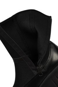 بوت زنانه چرم مشکی زیپ‌دار لژدار ضخیم دری مد