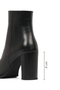 بوت زنانه چرم مشکی پاشنه‌بلند ضخیم زیپ‌دار دری مد