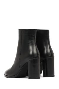 بوت زنانه چرم مشکی پاشنه‌بلند ضخیم زیپ‌دار دری مد