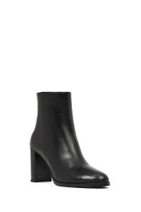 بوت زنانه چرم مشکی پاشنه‌بلند ضخیم زیپ‌دار دری مد