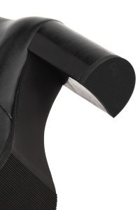 بوت زنانه چرم مشکی پاشنه‌بلند ضخیم زیپ‌دار دری مد