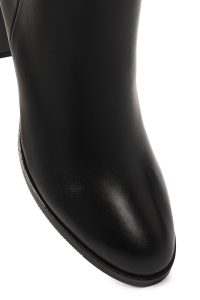 بوت زنانه چرم مشکی پاشنه‌بلند ضخیم زیپ‌دار دری مد