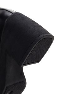 بوت زنانه چرم مشکی پاشنه‌بلند ضخیم زیپ‌دار دری مد