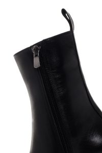 بوت زنانه چرم مشکی پاشنه‌بلند ضخیم زیپ‌دار دری مد