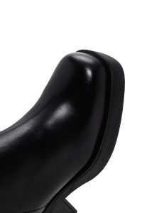 بوت زنانه چرم مشکی پاشنه‌بلند ضخیم زیپ‌دار دری مد