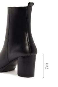 بوت زنانه چرم مشکی پاشنه‌بلند ضخیم زیپ‌دار دری مد