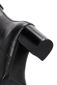 بوت زنانه چرم مشکی پاشنه‌بلند ضخیم زیپ‌دار دری مد