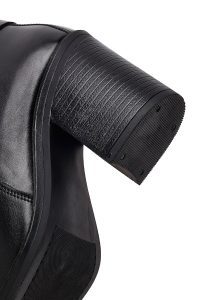 بوت زنانه چرم مشکی پاشنه‌بلند ضخیم سگک‌دار دری مد