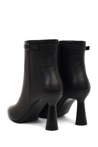 بوت زنانه چرم مشکی پاشنه‌دار زیپ‌دار دری مد