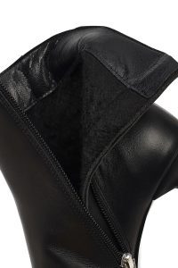 بوت زنانه چرم مشکی پاشنه‌دار زیپ‌دار دری مد