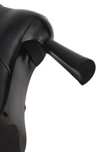 بوت زنانه چرم مشکی پاشنه‌دار زیپ‌دار دری مد