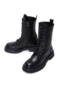 بوت زنانه چرمی مشکی زیپ‌دار دری مد