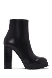 بوت زنانه چرمی مشکی پاشنه بلند زیپ دار دری مد