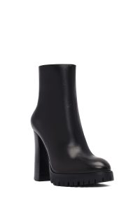 بوت زنانه چرمی مشکی پاشنه بلند زیپ دار دری مد