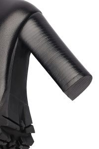 بوت زنانه چرمی مشکی پاشنه بلند زیپ دار دری مد