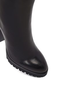 بوت زنانه چرمی مشکی پاشنه بلند زیپ دار دری مد