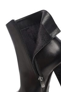 بوت زنانه چرمی مشکی پاشنه بلند زیپ دار دری مد