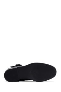 بوت زنانه چرمی مشکی پاشنه ضخیم کوتاه زیپ دار دری مد