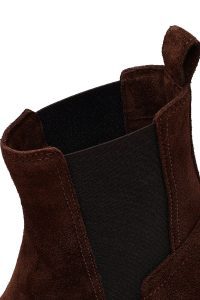 بوت زنانه چلسی چرم جیر قهوه‌ای دری مد