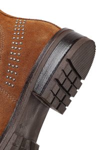 بوت زنانه چلسی چرم جیر قهوه‌ای دری مد