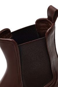 بوت زنانه چلسی چرم قهوه‌ای زیره‌ضخیم دری مد