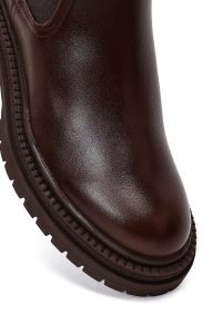 بوت زنانه چلسی چرم قهوه‌ای زیره‌ضخیم دری مد