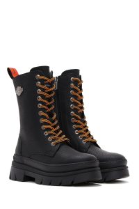 بوت زیپ دار زنانه هارلی دیویدسون مشکی بریگت با کف ضخیم