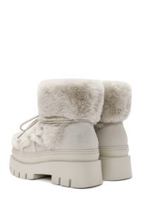 بوت مخمل‌دار با زیره ضخیم کرم زنانه دری مد