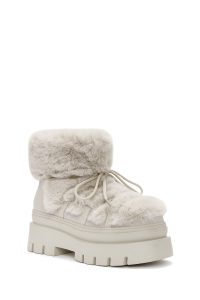 بوت مخمل‌دار با زیره ضخیم کرم زنانه دری مد