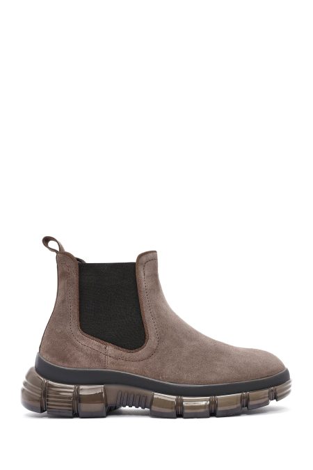 بوت مردانه چرم جیر بژ چلسی دری مد