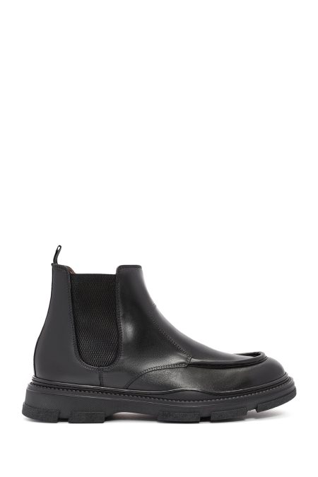 بوت مردانه چرم مشکی چلسی دری مد