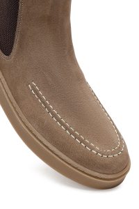 بوت مردانه چرمی بژ جیر چلسی دری مد