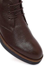 بوت مردانه چرمی قهوه‌ای بندی دری مد