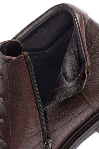 بوت مردانه چرمی قهوه‌ای زیپ‌دار دری مد