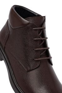 بوت مردانه چرمی قهوه‌ای زیپ‌دار دری مد