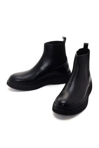 بوت مردانه چرمی مشکی چلسی دری مد