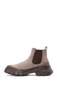 بوت مردانه چرمی نوبوک بژ چلسی دری مد